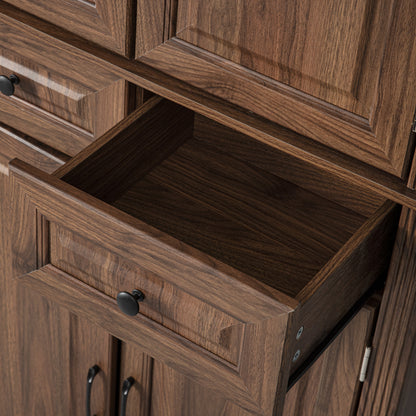 Walnut Pantry Cabinet with Pull-Out Shelves & Door Racks - TimberFlare