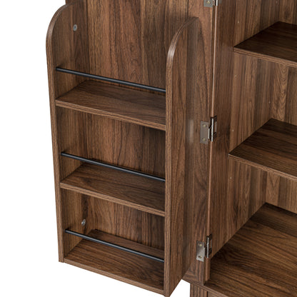 Walnut Pantry Cabinet with Pull-Out Shelves & Door Racks - TimberFlare