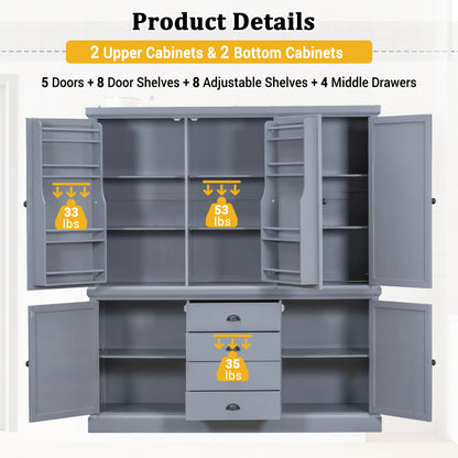 Farmhouse Pantry Cabinet, Ample Customizable Storage - TimberFlare
