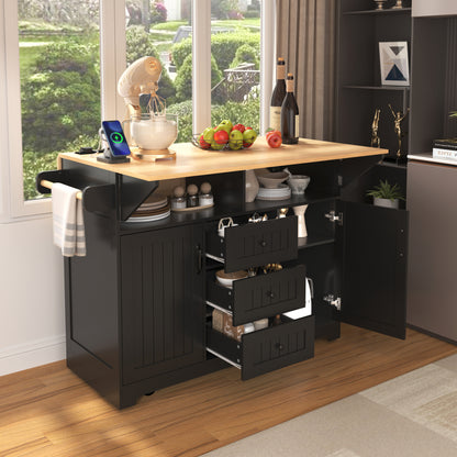 55.7'' Large Rustic Farmhouse Kitchen Island - TimberFlare