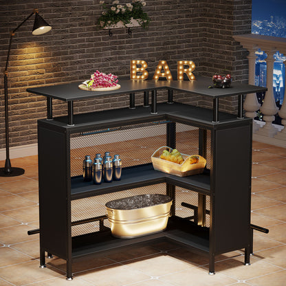 48-Inch Industrial L-Shaped Corner Bar Table - TimberFlare