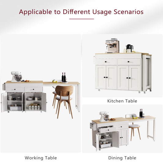 74.5 Kitchen Island with Extendable Dining Table - TimberFlare