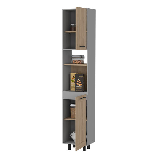 82″ Tall Two-Tone Hutch with Open Shelf & Bar Storage - TimberFlare