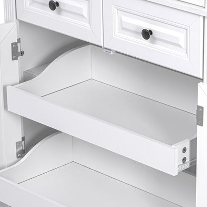 Textured White Pantry Cabinet with Pull-Out Shelves - TimberFlare