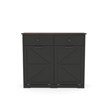 39-Inch Double Tilt-Out Trash Cabinet with Drawers - TimberFlare