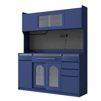 75″ Freestanding Buffet with Hutch, 63-Inch Large Coffee Bar Cabinet