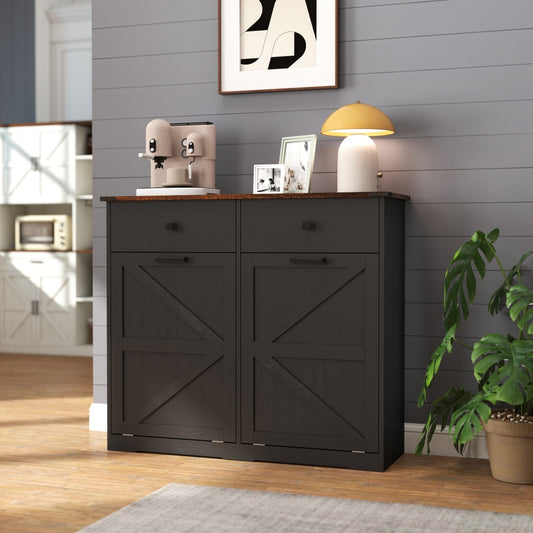 39-Inch Double Tilt-Out Trash Cabinet with Drawers - TimberFlare