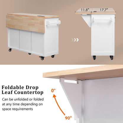 56.5" Rolling Kitchen Island with Charging - TimberFlare