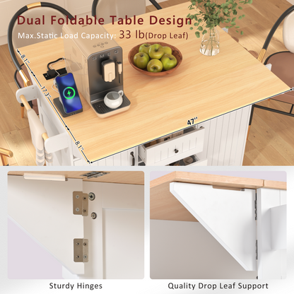 55.7'' Large Rustic Farmhouse Kitchen Island - TimberFlare