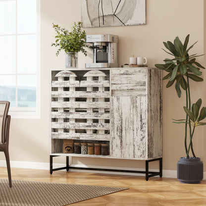 Farmhouse Lattice Coffee Bar Cabinet - TimberFlare