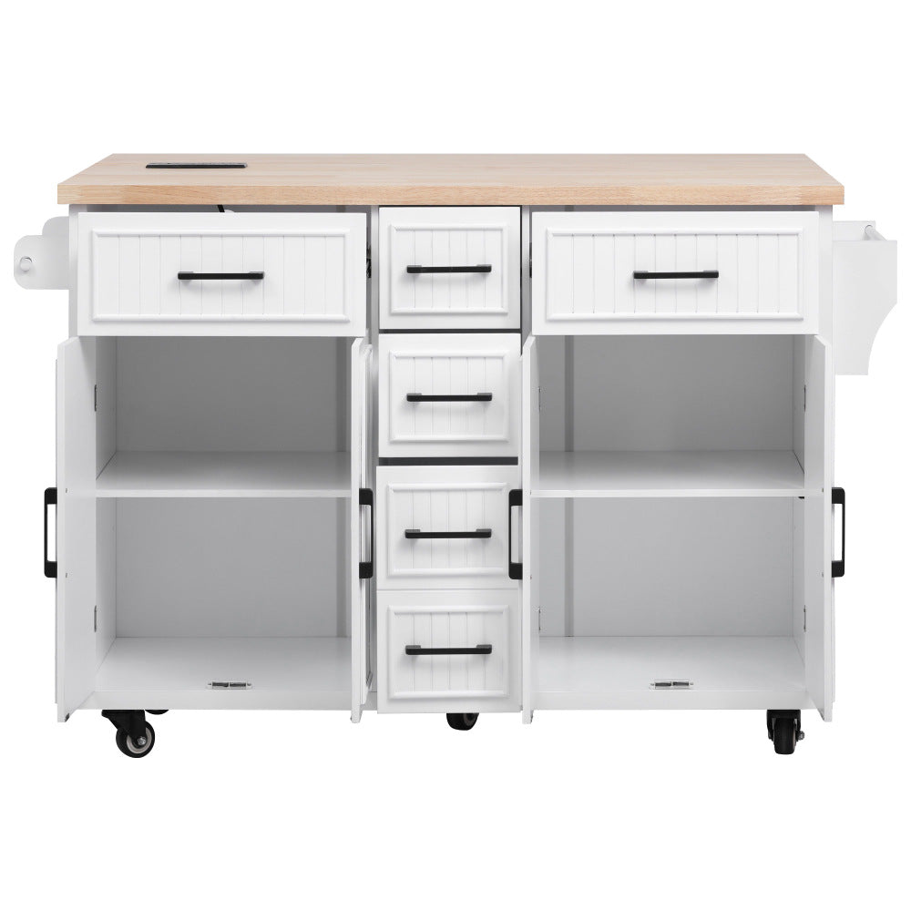 56.5" Rolling Kitchen Island with Charging - TimberFlare