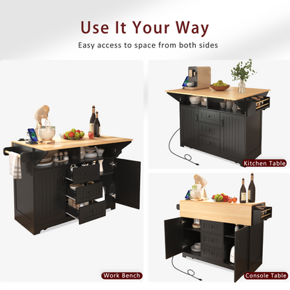 55.7'' Large Rustic Farmhouse Kitchen Island - TimberFlare