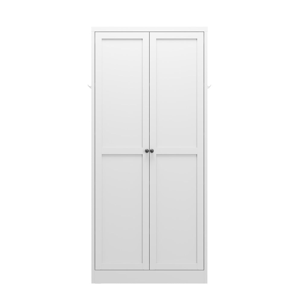 72" Modern Metal Pantry Cabinet with Glass Doors - TimberFlare