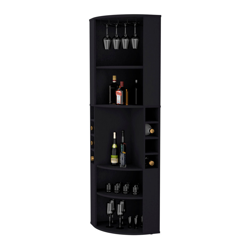 Corner Bar Cabinet with Wine & Glass Racks - TimberFlare