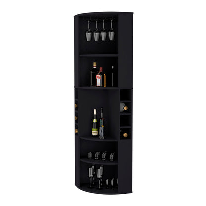 Corner Bar Cabinet with Wine & Glass Racks - TimberFlare