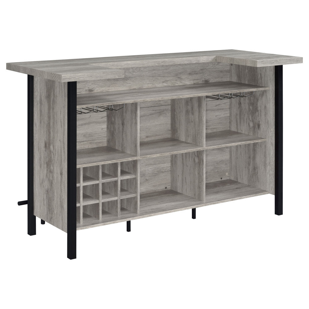 Grey Driftwood Industrial Home Bar - TimberFlare