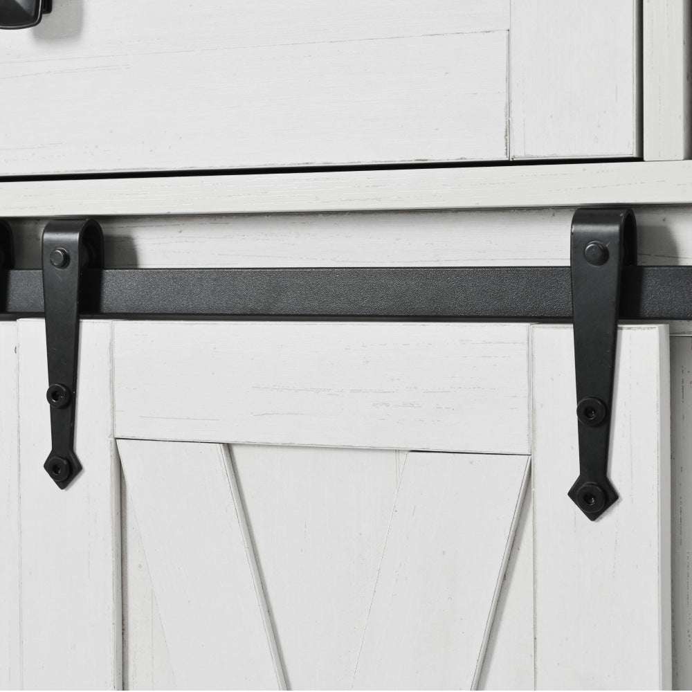 58-Inch Farmhouse Kitchen Island with Drop Leaf, Power Outlet