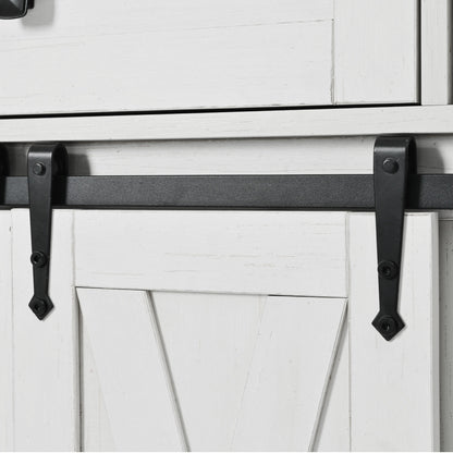 58-Inch Farmhouse Kitchen Island with Drop Leaf, Power Outlet