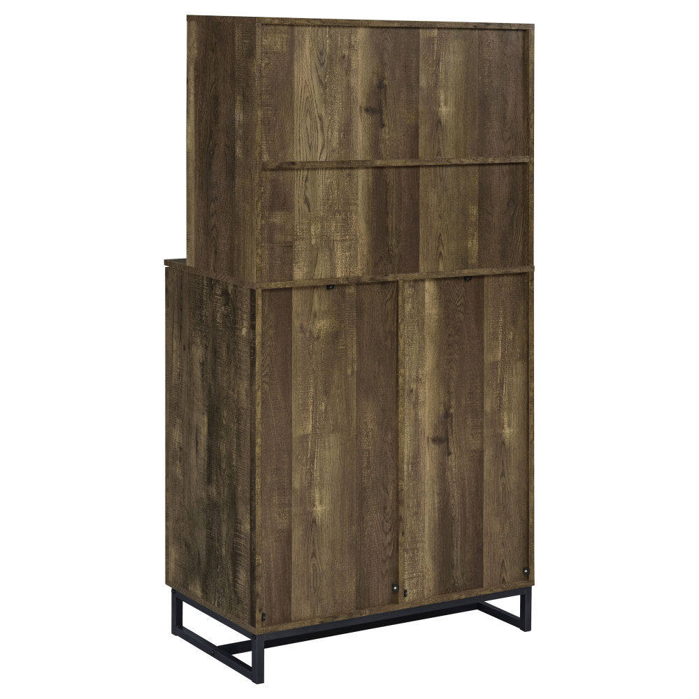 Wine and Bar Cabinet with Herringbone Doors - TimberFlare