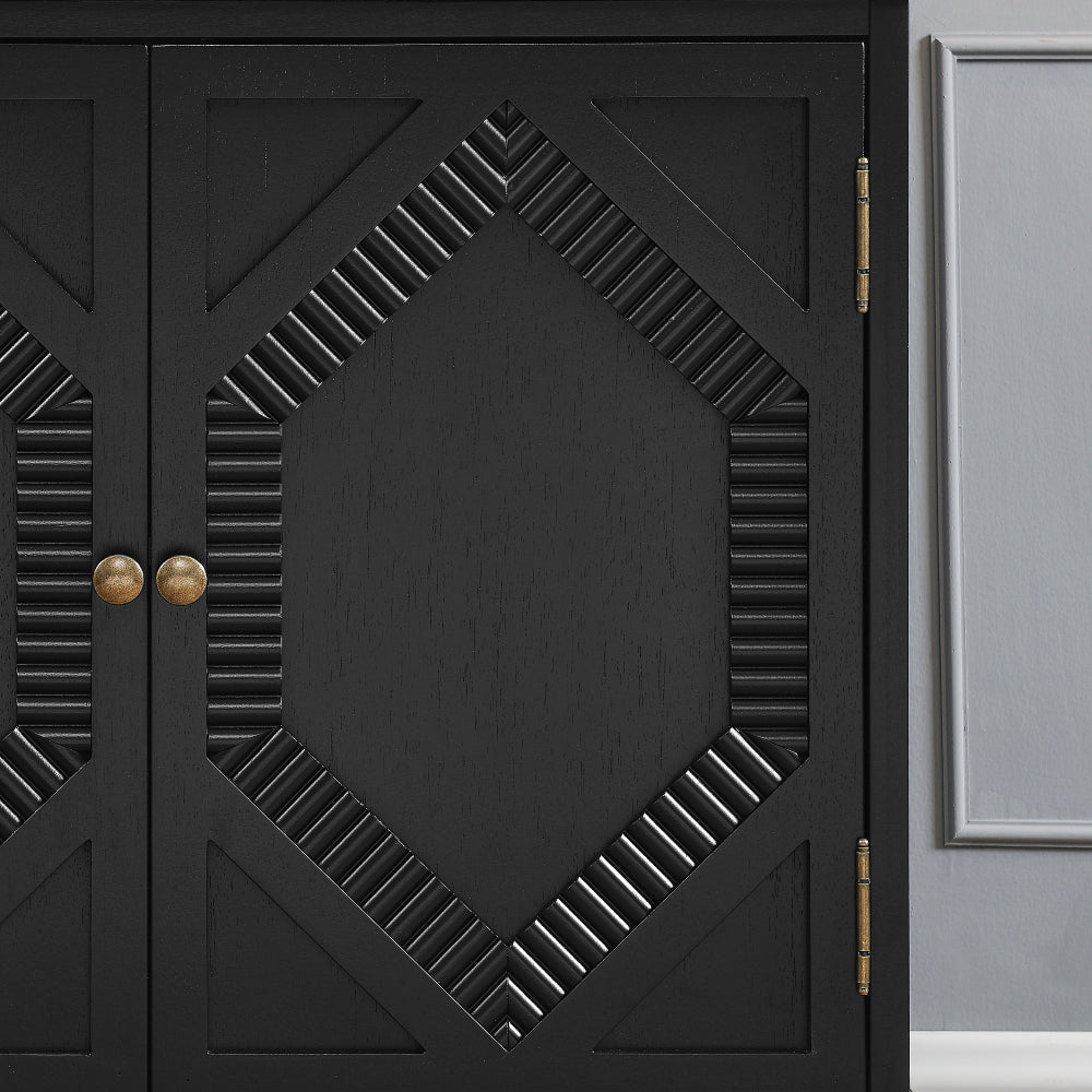 65″ Mid-Century Sideboard with Geometric Doors - TimberFlare