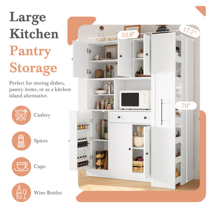 70'' Tall Pantry Buffet with Pull-Out Spice Rack - TimberFlare