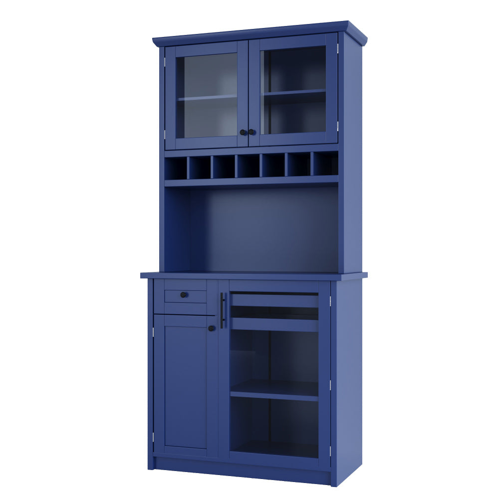 74.8inch Freestanding Farmhouse Pantry & Wine Hutch - TimberFlare