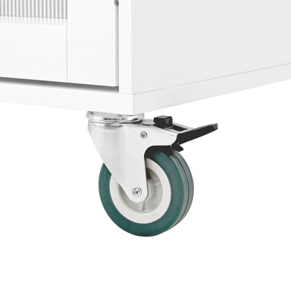 Mobile Kitchen Island Storage Trolley Cart with Dropleaf Top and Cabinet - TimberFlare