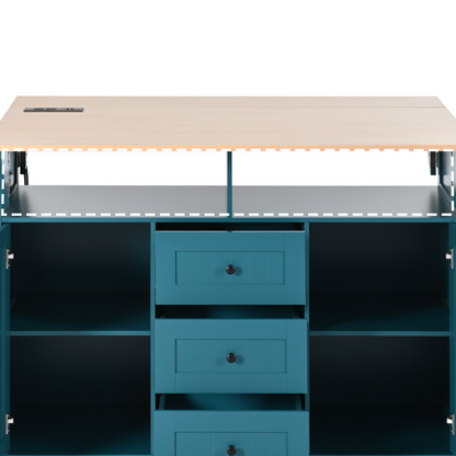 55.7'' Large Rustic Farmhouse Kitchen Island - TimberFlare