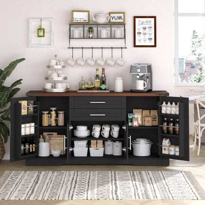 63'' W Farmhouse Sideboard with 4 Barn Doors - TimberFlare