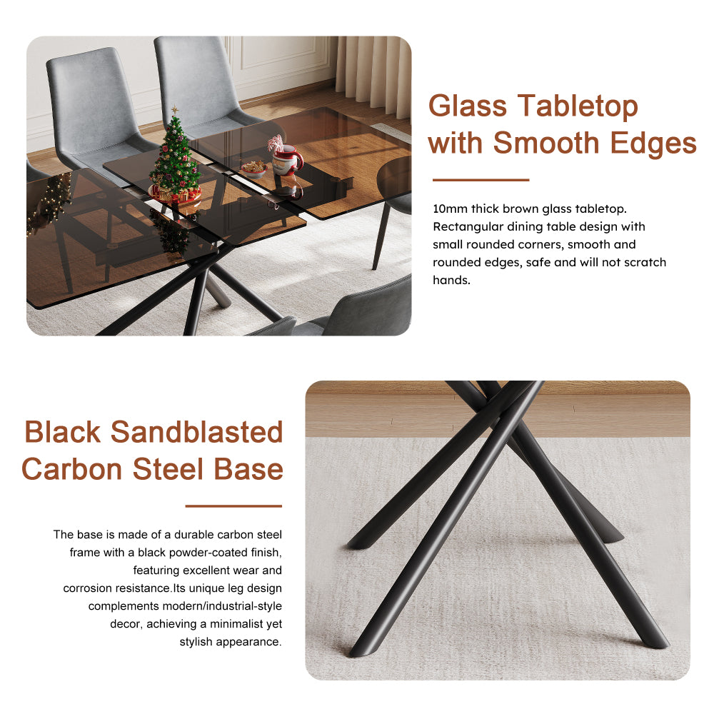 59-Inch Expandable Dining Table Set with 8 Gray Ergonomic Chairs