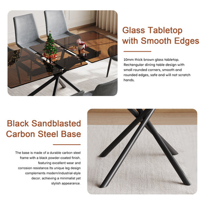 59-Inch Expandable Dining Table Set with 8 Gray Ergonomic Chairs