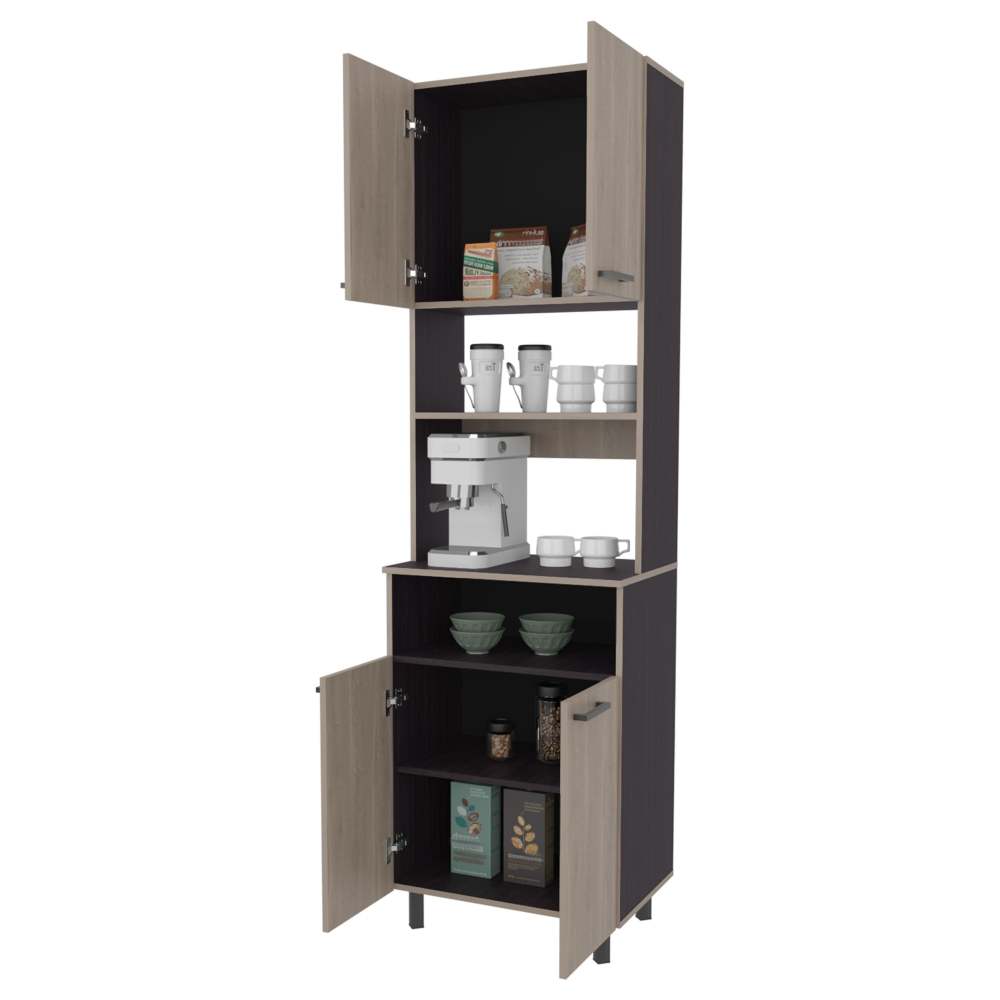 Modern Coffee Pantry Hutch with Open Shelf - TimberFlare