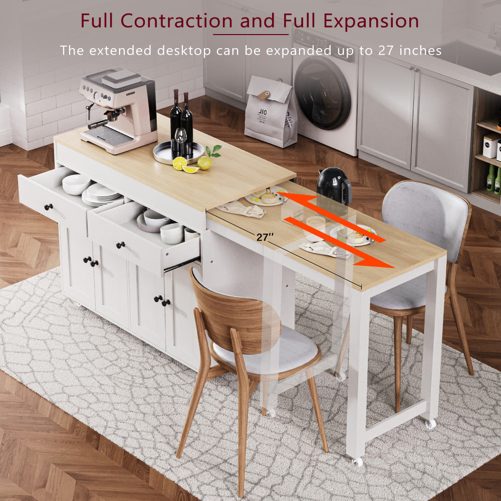 74.5 Kitchen Island with Extendable Dining Table - TimberFlare
