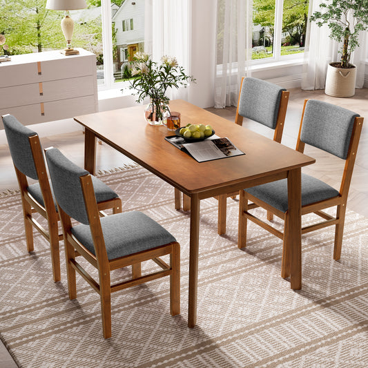 Dining Table Set 5-Piece with Upholstered Chairs - TimberFlare