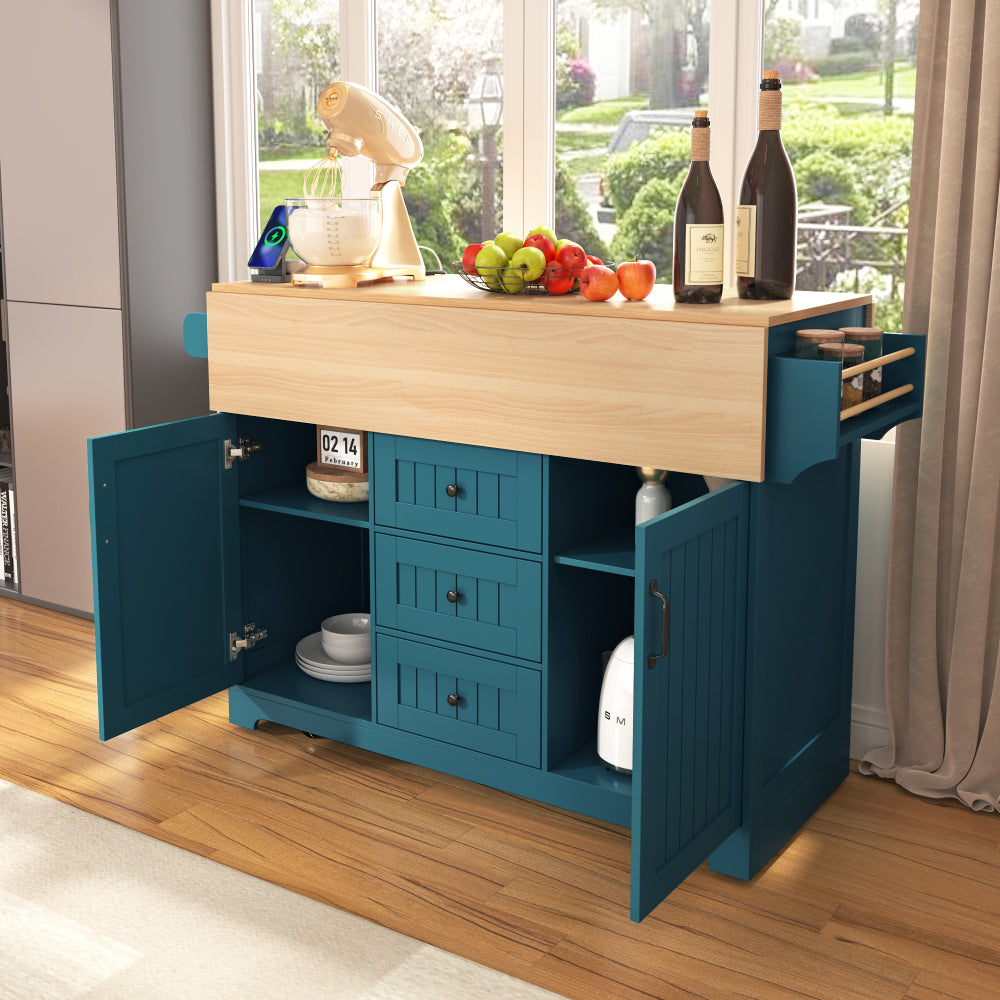 55.7'' Large Rustic Farmhouse Kitchen Island - TimberFlare