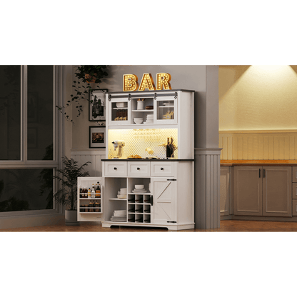 White Oak Smart Farmhouse Hutch with Power Station & Pegboard - TimberFlare