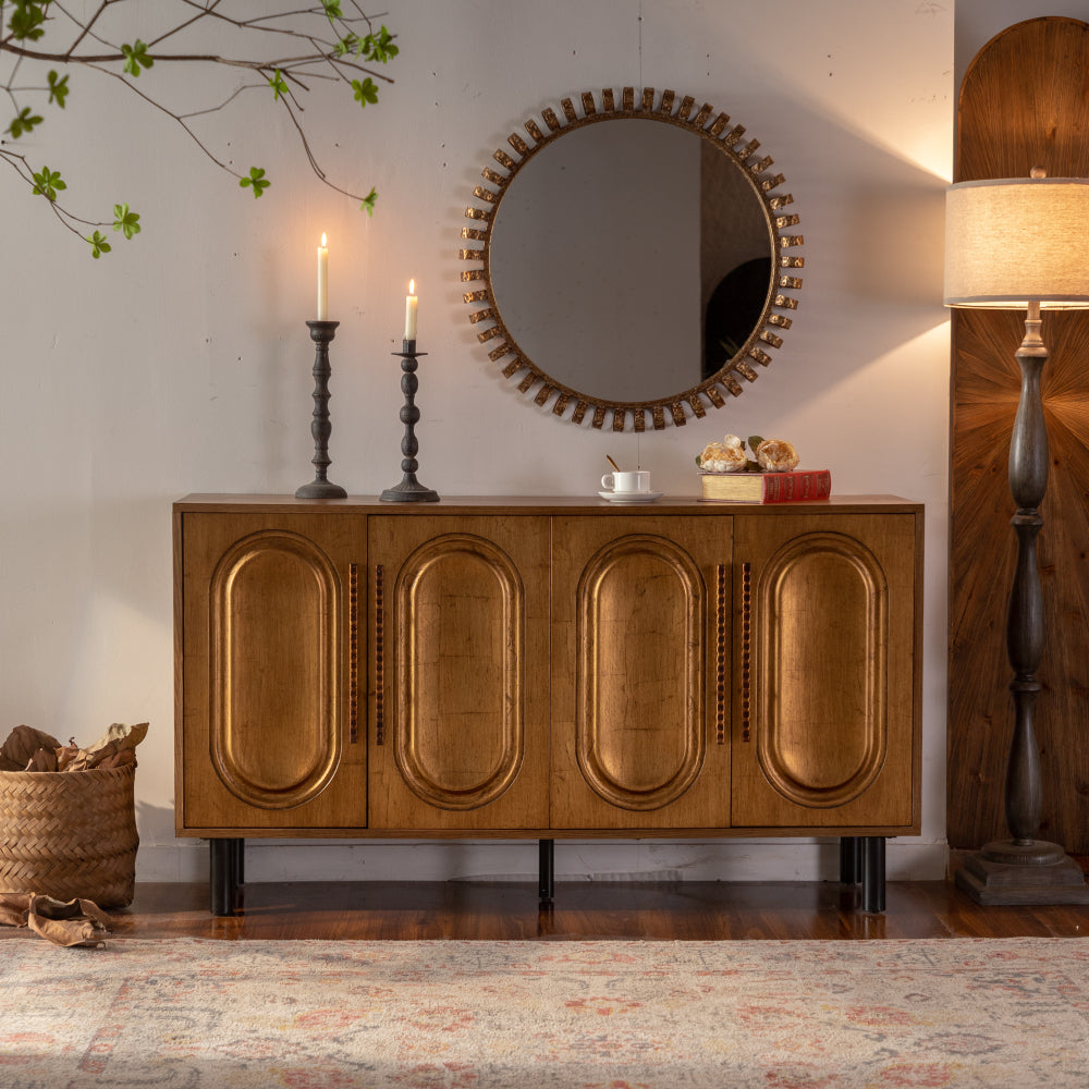 60-Inch Modern Sideboard with Geometric Doors - TimberFlare