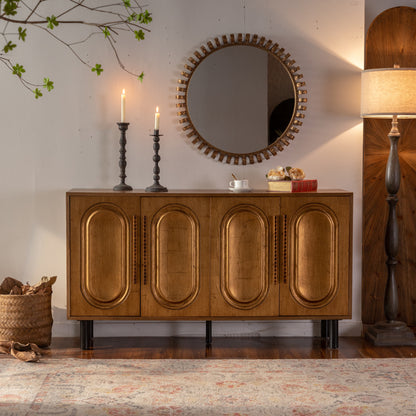 60-Inch Modern Sideboard with Geometric Doors - TimberFlare