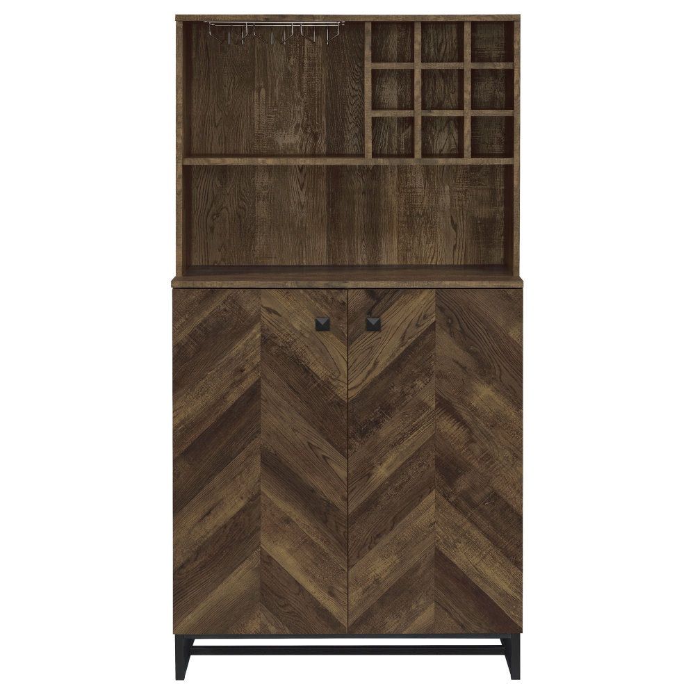 Wine and Bar Cabinet with Herringbone Doors - TimberFlare