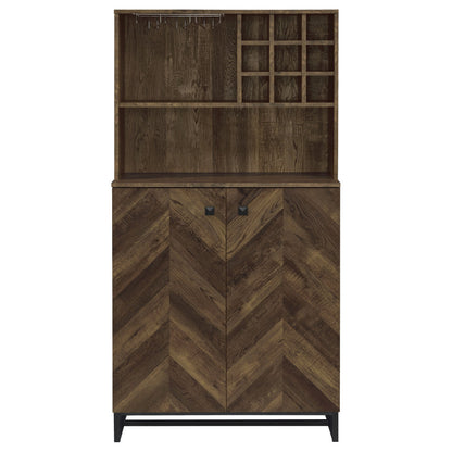 Wine and Bar Cabinet with Herringbone Doors - TimberFlare