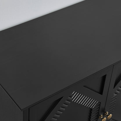 65″ Mid-Century Sideboard with Geometric Doors - TimberFlare