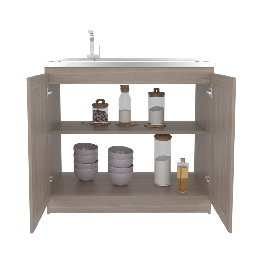 White Oak Coffee Bar Cabinet with Sink & Storage - TimberFlare