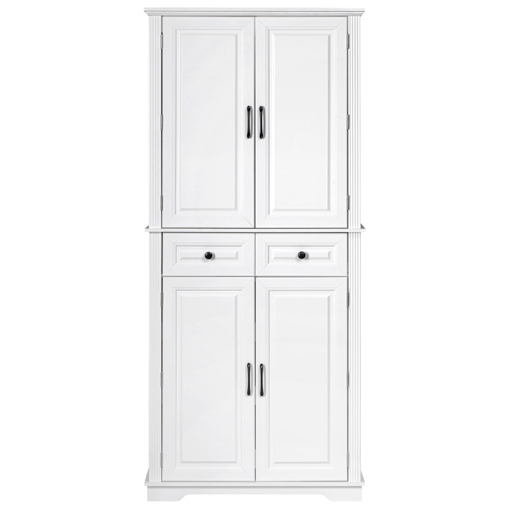 Textured White Pantry Cabinet with Pull-Out Shelves - TimberFlare