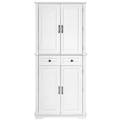 Textured White Pantry Cabinet with Pull-Out Shelves - TimberFlare