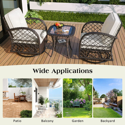 3-Piece Patio Set with Swivel Rocking Chairs - TimberFlare