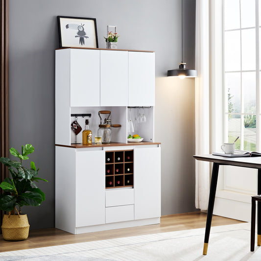 Two-Tone Coffee & Liquor Cabinet Hutch with Power Station - TimberFlare