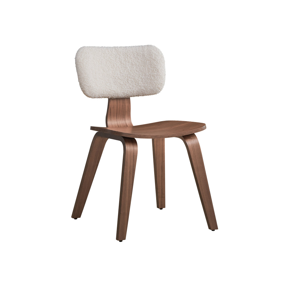 Dining Table Set for 4 with Walnut Finish & Boucle Chairs - TimberFlare