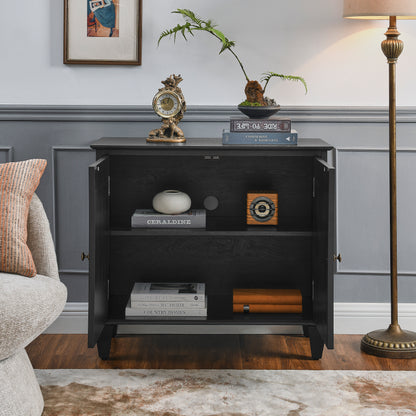 65″ Mid-Century Sideboard with Geometric Doors - TimberFlare