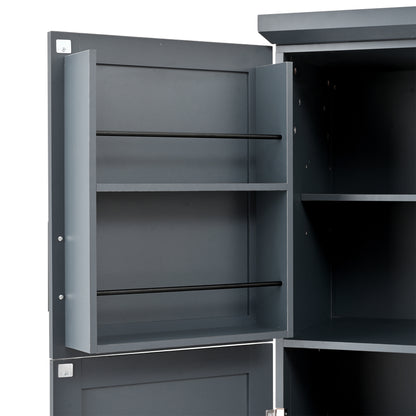 71″ Farmhouse Kitchen Pantry with 8 Pull-Out Trays - TimberFlare