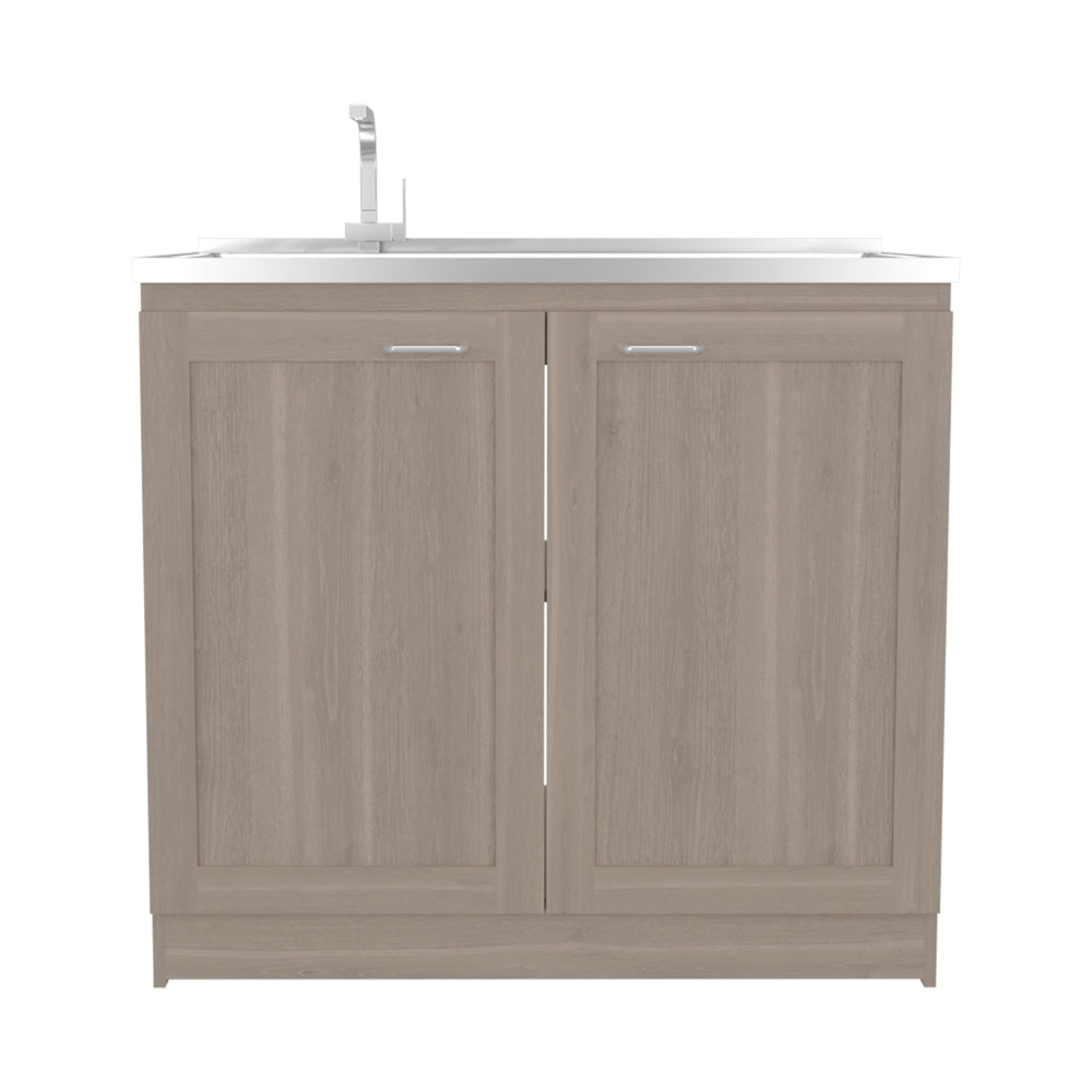 White Oak Coffee Bar Cabinet with Sink & Storage - TimberFlare